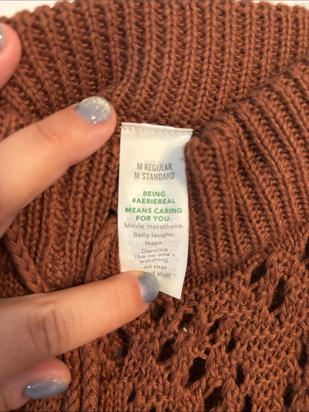 aerie Crochet Wide-Leg pants in Rust Brown